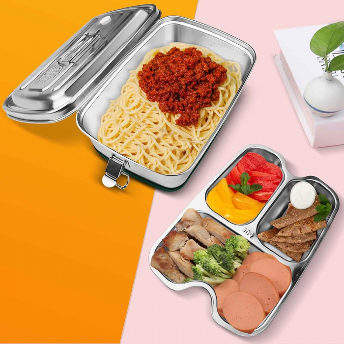 Cutie de prânz din oțel inoxidabil de 2000ML cu compartimente - FOARTE BUN [5]