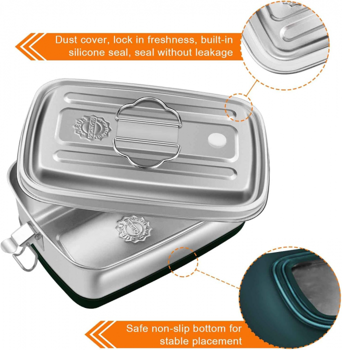 Cutie de prânz din oțel inoxidabil de 2000ML cu compartimente - FOARTE BUN [2]