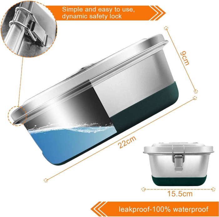 Cutie de prânz din oțel inoxidabil de 2000ML cu compartimente - FOARTE BUN [3]