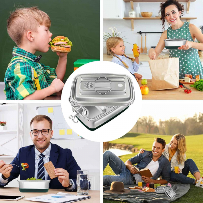 Cutie de prânz din oțel inoxidabil de 2000ML cu compartimente - FOARTE BUN [4]