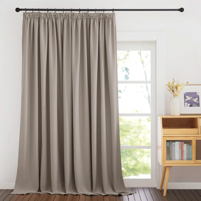 Draperie Pony Dance, culoarea nisipului, 245x200 cm, o bucată, cu rejansă [2]