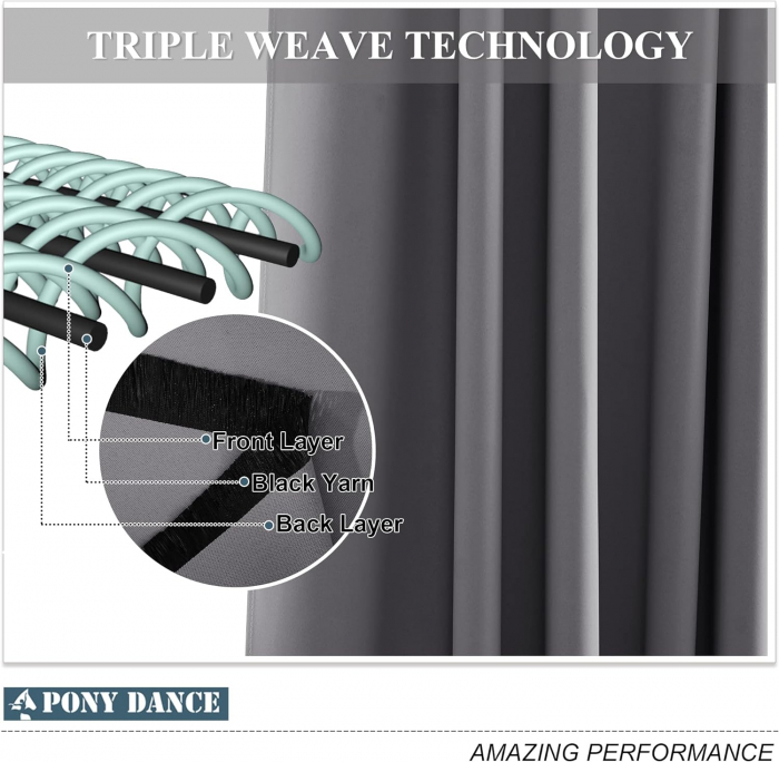 Draperie Pony Dance, gri antracid, 90x132 cm, o bucată, cu rejansă [5]