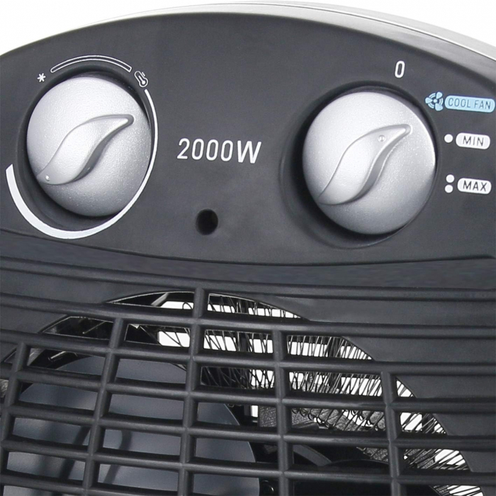 Emerio FH-106737.2, Note 1.5, Aerotermă mică compactă și portabilă pentru 20 m², 2 puteri de încălzire + funcție de ventilator, termostat reglabil, mâner, 2000 W, antracit [2]
