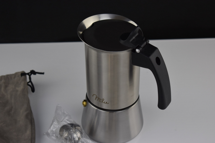 Espressor de cafea Ibric potrivit si pentru inducție, set pentru prepararea espresso-ului inclusiv suport, lingură - CA NOU [3]