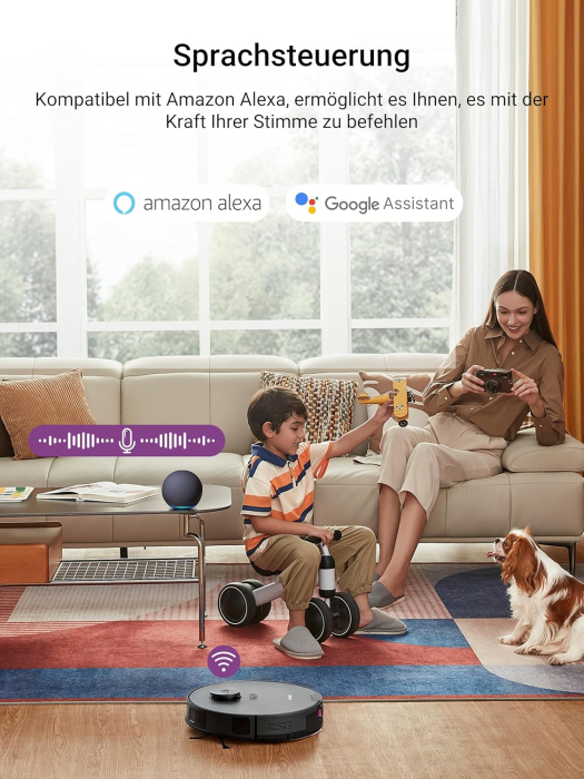 EUREKA E10s DE – Robot aspirator și mop + Stație de aspirare fără sac Multi-Cyclone (4000 Pa, detectare covoare și ridicare mop, navigație LiDAR, ideal împotriva părului de animale [6]