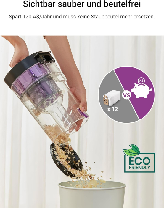 EUREKA E10s DE – Robot aspirator și mop + Stație de aspirare fără sac Multi-Cyclone (4000 Pa, detectare covoare și ridicare mop, navigație LiDAR, ideal împotriva părului de animale [3]