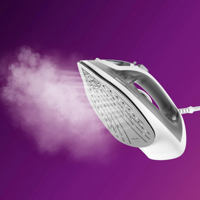 Fier de călcat cu abur Philips EasySpeed, simplu și eficient, 4 setări de abur, 2000W, talpă ceramică, rezervor de apă de 220 ml, gri - FOARTE BUN  [6]