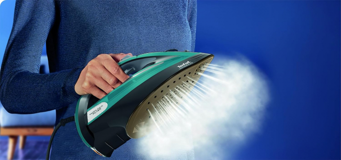 Fier de calcat Tefal FV9844E0 Ultimate Pure, 3200 W, Talpa Durilium AirGlide Autoclean, jet de aburi 250gr/min, Micro-Calc Filter 2in1, Negru/Bleu [3]