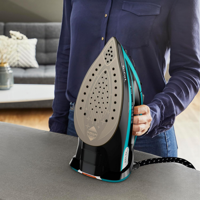 Fier de calcat Tefal FV9844E0 Ultimate Pure, 3200 W, Talpa Durilium AirGlide Autoclean, jet de aburi 250gr/min, Micro-Calc Filter 2in1, Negru/Bleu [4]