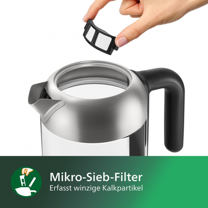 Fierbator de apa ,Philips HD9339/80, 1,7 Litri, Iluminare LED, Protecție împotriva Funcționării Fără Apă, Filtru de Cernere Micro Detașabil, 2200 W - FOARTE BUN [5]