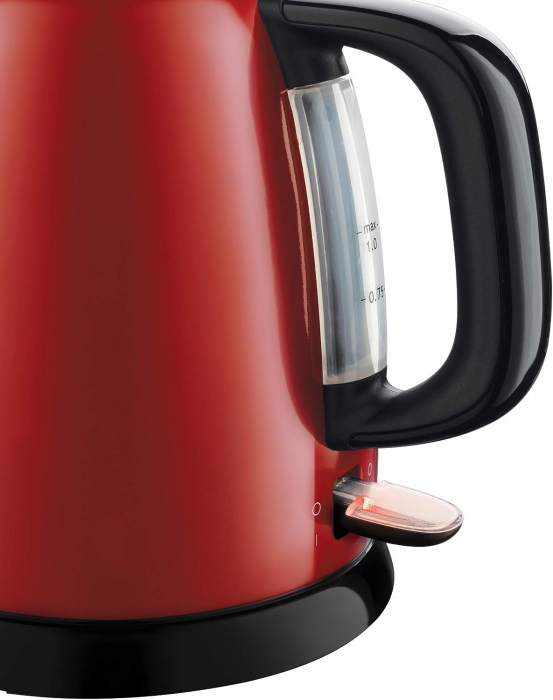 Fiierbător Russell Hobbs [1,0l] din oțel inoxidabil roșu (2400W, funcție de fierbere rapidă, filtru de calcar detașabil, indicator exterior al nivelului de apă - CA NOU [5]