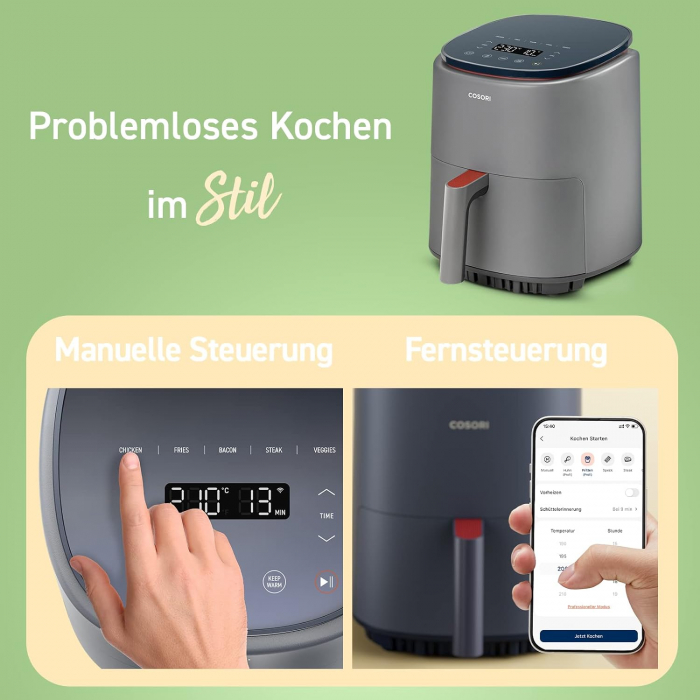 Friteuză cu aer cald 3.8L, COSORI, 7 funcții, MAX 230℃, WiFi, 1500W - BUN [3]