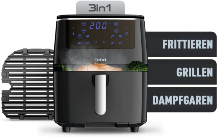 Friteuza cu aer cald Tefal EasyFry Grill & Steam FW201815, 1700 W, 7 programe automate, capacitate 6.5L, tehnologie ExtraCrisp, functie gatit la abur [4]
