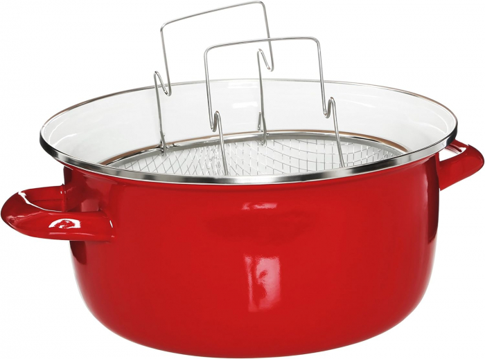 Friteuză Premier Housewares 102114, emailată, 5 litri, roșu -CA NOU [2]