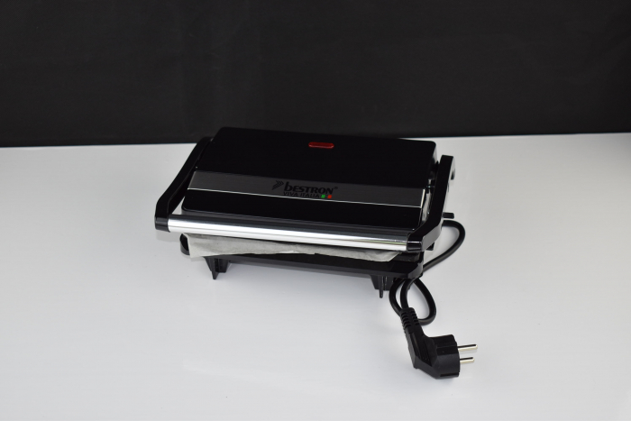 Grătar electric Bestron, sandwich maker cu mâner Cool-Touch, cu strat antiaderent, 700 de wați, culoare: negru, dimensiuni 22,5 x 14 cm. - CA NOU [7]