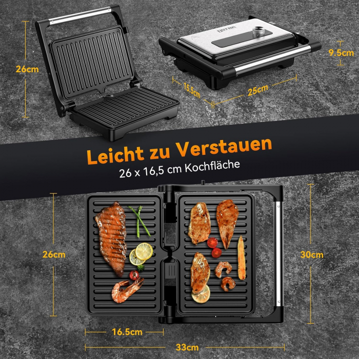 Grill de contact, gratar electric, Sandwisch-maker 1500w -FOARTE BUN [2]