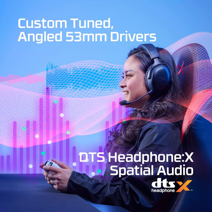 HyperX Cloud III Wireless – Set căști de gaming pentru PC, PS5, PS4, baterie de până la 120 de ore, Wireless 2.4GHz, Drivere de 53mm, Spumă cu memorie, Cadru durabil, Microfon de 10mm, Negru - BUN [4]