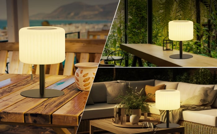 Lampă de masă fără fir pentru exterior, încărcabilă prin USB și solar, impermeabilă IP44, pentru grădină, balcon, restaurant. [4]