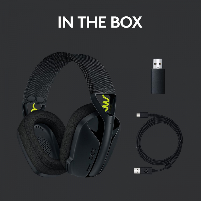 Logitech G435 Wireless Bluetooth Gaming Headset, Căști Over-Ear Ușoare, Microfoane Încorporate, Baterie 18 Ore, Compatibil cu Dolby Atmos, PC, PS4, PS5, Telefon Mobil, Nintendo Switch - FOARTE BUN [4]