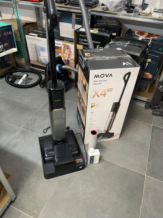 Mova X4 Pro – Aspirator umed/uscat, funcție mop cu apă caldă, perie anti-încurcare, auto-curățare la 100 °C, putere de aspirare 20 kPa, stație de andocare push-in, cap de perie cu LED, curățare dublă [8]