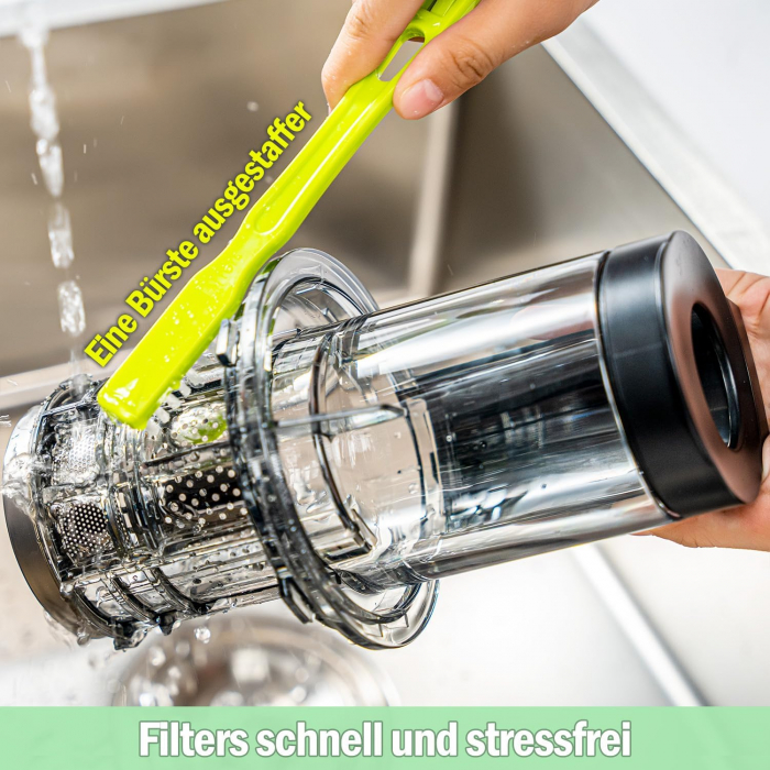 Muchen Slow Juicer Storcător de legume și fructe, presă electrică pentru fructe și legume întregi, funcție reversibilă, motor silențios, suc proaspăt și sănătos, 150W, negru, ‎ZM1908 -CA NOU [3]