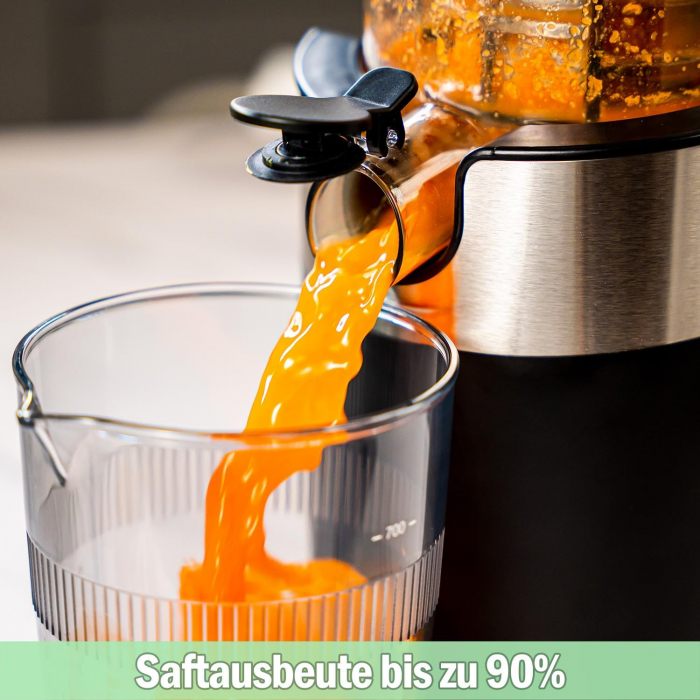 Muchen Slow Juicer Storcător de legume și fructe, presă electrică pentru fructe și legume întregi, funcție reversibilă, motor silențios, suc proaspăt și sănătos, 150W, negru, ‎ZM1908 -CA NOU [2]