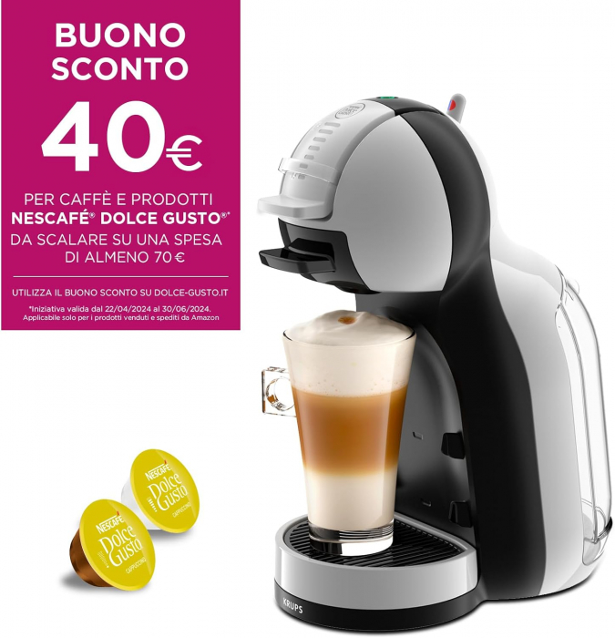 Nespresso, mașină de cafea cu capsule Krups KP123B Nescafé Dolce Gusto Mini Me, 1500 de wați, gri artic / negru [4]