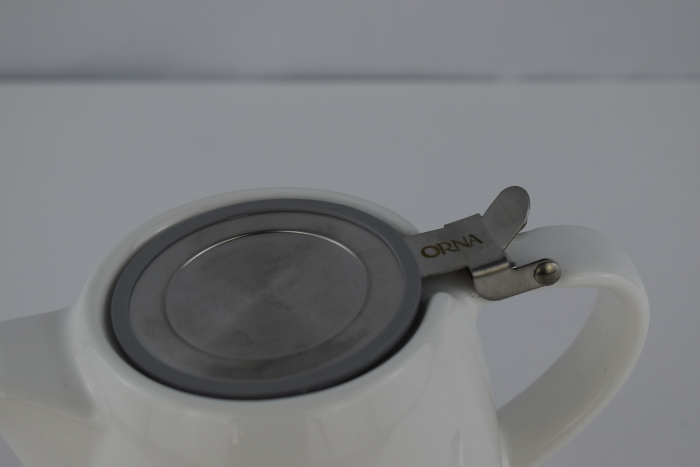 ORNA Ceainic din Ceramică - cu Infuzor de Ceai din Oțel Inoxidabil Extra Fin și Capac - pentru Infuzarea Ceaiului Vrac - 550 ml (Alb) [6]