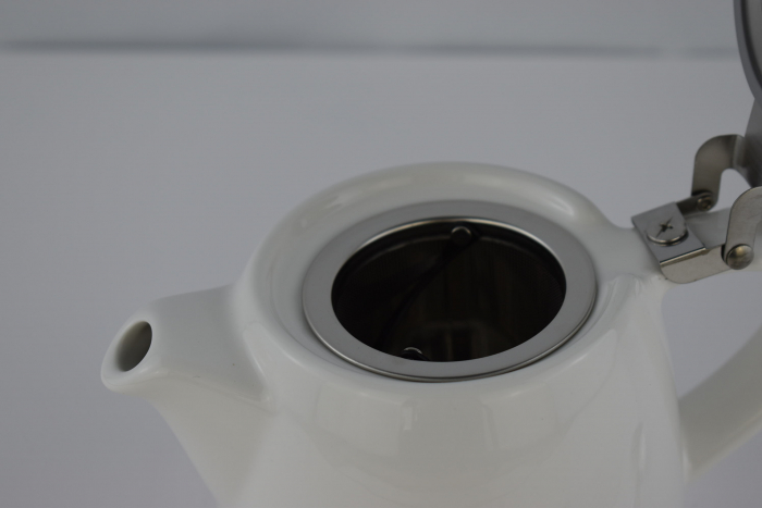 ORNA Ceainic din Ceramică - cu Infuzor de Ceai din Oțel Inoxidabil Extra Fin și Capac - pentru Infuzarea Ceaiului Vrac - 550 ml (Alb) [5]