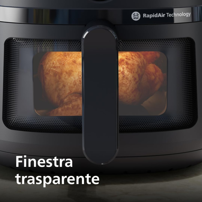 Philips Airfryer Seria 2000, 6.2L – Putere 1700W, Fereastră de gătit, Tehnologie RapidAir, Ecran tactil digital, 13 opțiuni de gătit, până la 90% mai puțină grăsime, Negru (NA230/00) [8]