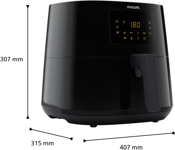 Philips Essential Airfryer XL HD9270/90 – Friteuză cu aer cald Rapid Air, 6,2 L, 2000 W, 5 porții, negru [2]