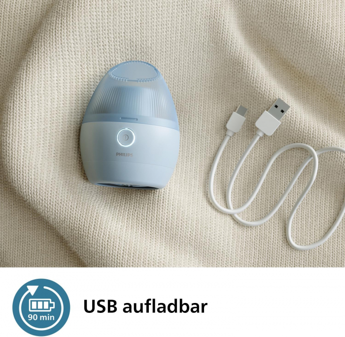 Philips Lint Razor, Aparat de îndepărtat scame, Reîncărcabil prin USB, Sigur pentru toate tipurile de haine, Include încărcător USB, Îndepărtare eficientă a tuturor scamelor, Eliminare ușoară, Albastr [3]