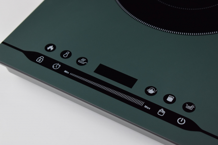 Plită de inducție individuală 2000W AMZCHEF, silențioasă, 9 trepte de putere și temperatură, 4 meniuri automate, ultra-subțire al carcasei, Blocare de siguranță, verde - CA NOU [9]