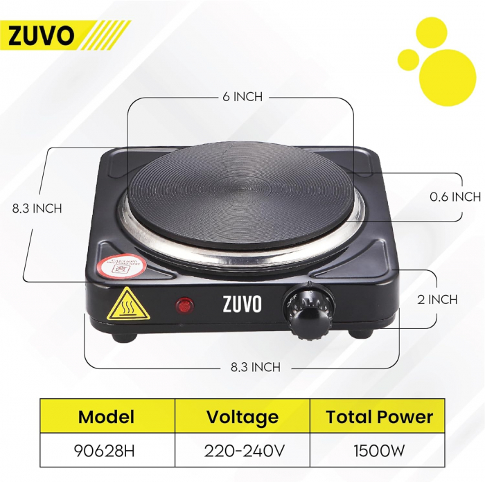 Plita electrica cu un singur ochi de 1500W - Plita cu inel negru - Portabila si cu termostat reglabil - Placa de încalzire din fonta - [6]