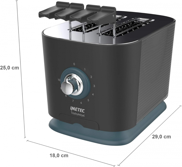 Prajitor de pâine Imetec TostaMaxi, 2 fante extra largi, 10 trepte de rumenire, timer cu oprire automată, tavă pentru firimituri, 600 W. -FOARTE BUN [6]