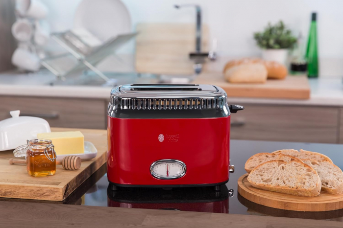 Prăjitor de pâine Russell Hobbs 2 feli Retro Inox Roșu Vintage 21680-56 -CA NOU [6]
