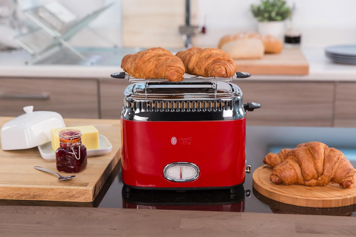 Prăjitor de pâine Russell Hobbs 2 feli Retro Inox Roșu Vintage 21680-56 -CA NOU [5]