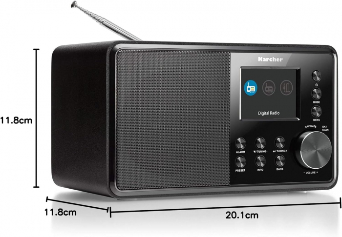Radio digital Karcher DAB 3000 (DAB Plus, FM-RDS/DAB+, Intrare AUX, Ceas deșteptător cu alarmă duală -CA NOU [2]