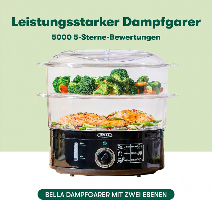 Recipient cu Două Nivele BELLA pentru Gătit la Aburi,7L,Negru -BUN [3]