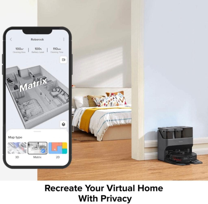 Roborock S7 MaxV – Robot aspirator și mop, putere de aspirare 5100 Pa, evitare obstacole cu AI 3D, sistem de spălare cu vibrații sonore, detectare covoare, autonomie 180 minute, rezervor praf 400 ml / [8]