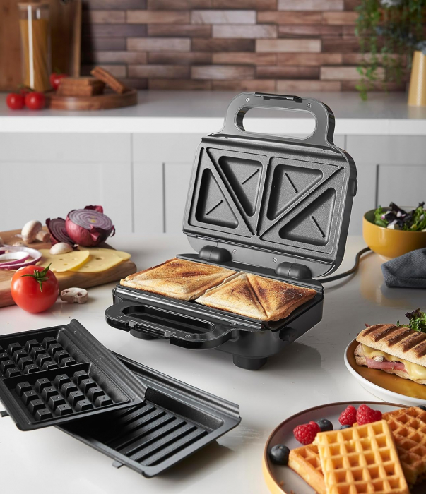 Russell Hobbs Creations 26810-56 Multifuncțional 3-în-1 Toaster, Placă pentru Gofre, Grill de Contact (Dishwasher-safe, Acoperire Antiaderentă și Plăci Extra Adânci, Fără BPA) - DAUNĂ DE TRANSPORT [12]