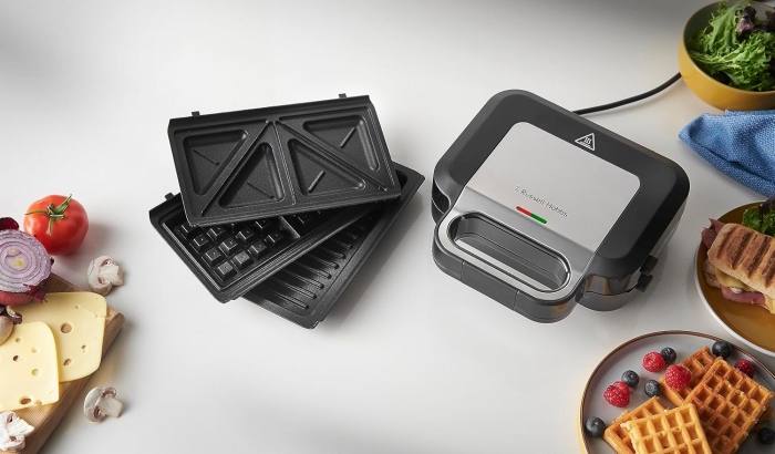 Russell Hobbs Creations 26810-56 Multifuncțional 3-în-1 Toaster, Placă pentru Gofre, Grill de Contact (Dishwasher-safe, Acoperire Antiaderentă și Plăci Extra Adânci, Fără BPA) - DAUNĂ DE TRANSPORT [11]