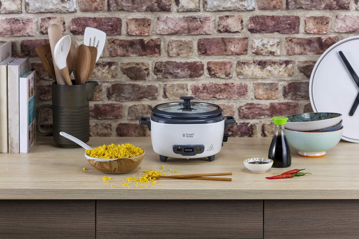 Russell Hobbs oală de gătit orez  0,8l inclusiv cuptor cu abur - inel de fierbere, funcție de menținere la cald, lingură pentru orez și pahar de măsurare, oală pentru legume și pește etc. - FOARTE BUN [6]