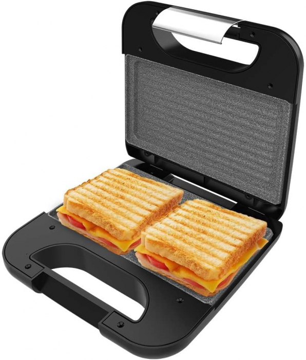 Sandwich-Maker Rock'nToast Grill+ Cecotec , putere de 800W, acoperire cu piatră RockStone, antiaderent, oțel inoxidabil- FOARTE BUN [3]