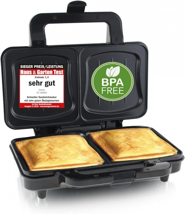 Sandwisch Maker Emerio XXL fără BPA, cu formă mare de scoică, ușor de curățat, fără scurgerea brânzei - FOARTE BUN [3]
