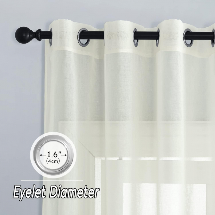 Set 2 perdele PONY DANCE Semi-transparent, crem, 245 x B 140 cm , cu inele [2]