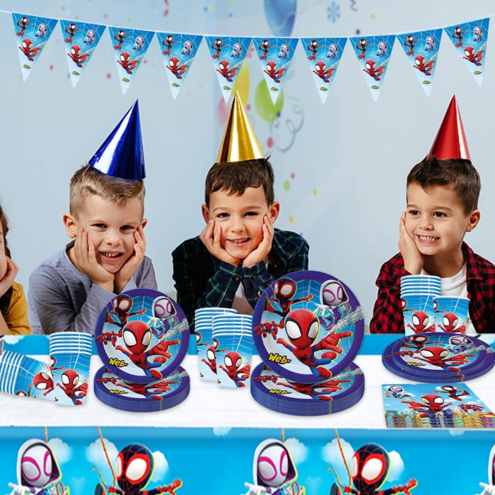 Set aniversar/Set Articole de Petrecere Spider-Man - 82 de Bucăți, Decorațiuni de Aniversare pentru Copii -CA NOU [3]