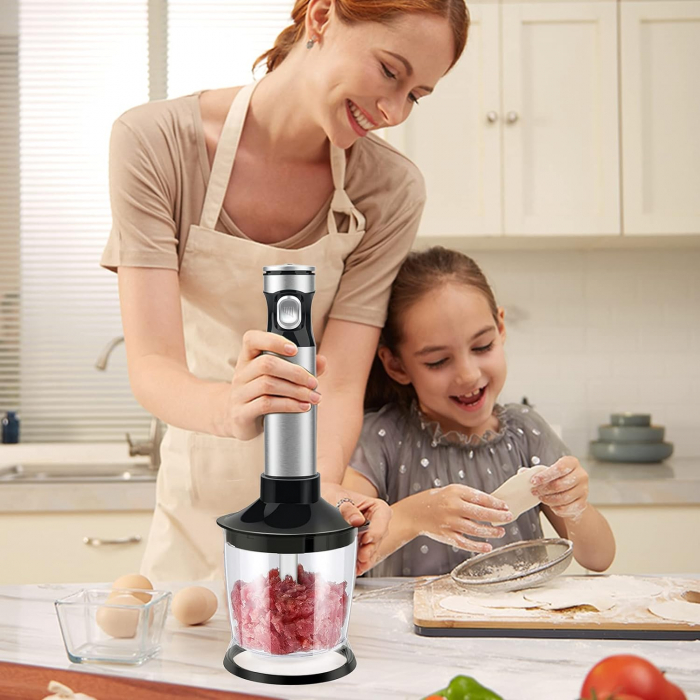 Mixer vertical 4 în 1 (tocător, mixer, recipient și tel), accesorii fără BPA, se pot spăla in mașina de spălat vase -FOARTE BUN [4]
