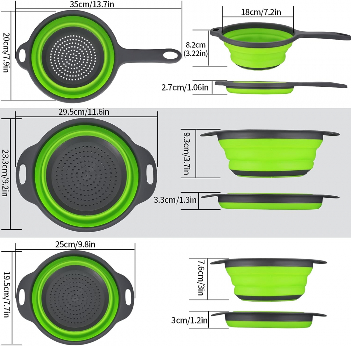Set de 3 Sita din Silicon pentru Bucătărie cu Mâner - CA NOU [2]