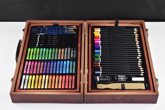 Set de pictură pentru copii KINSPORY, 174 piese, cutie din lemn, culori deluxe, pentru fete de la 3 la 12 ani -BUN [2]